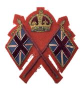 Colour Sergeant full dress arm cloth rank badge with a crown above crossed union flags