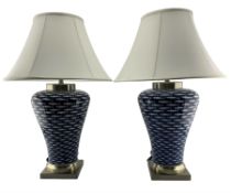 Pair of large table lamps of tapering form