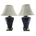 Pair of large table lamps of tapering form