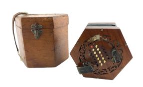 Late Victorian concertina by George Case for Boosey & Co with forty eight buttons in original box. T