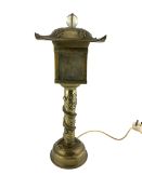 20th century Chinese brass Pagoda form table lamp