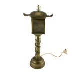 20th century Chinese brass Pagoda form table lamp