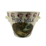 Mid 20th century 'Pure Milk' pottery twin-handled milk pail