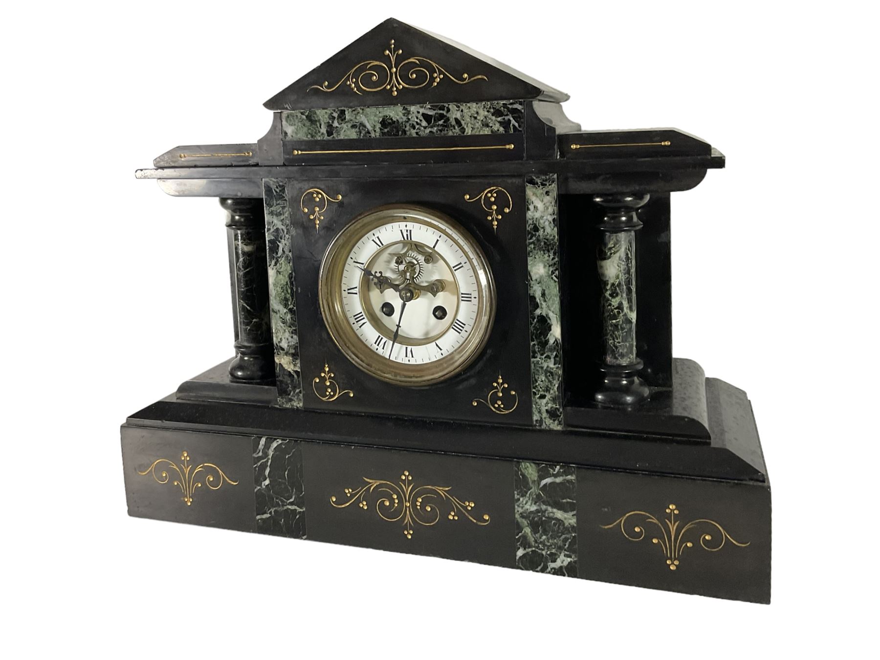 Late 19th century - 8-day Belgium slate and marble mantle clock - Image 5 of 6