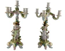 Pair of 19th/ early 20th century four branch candelabra