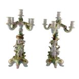 Pair of 19th/ early 20th century four branch candelabra