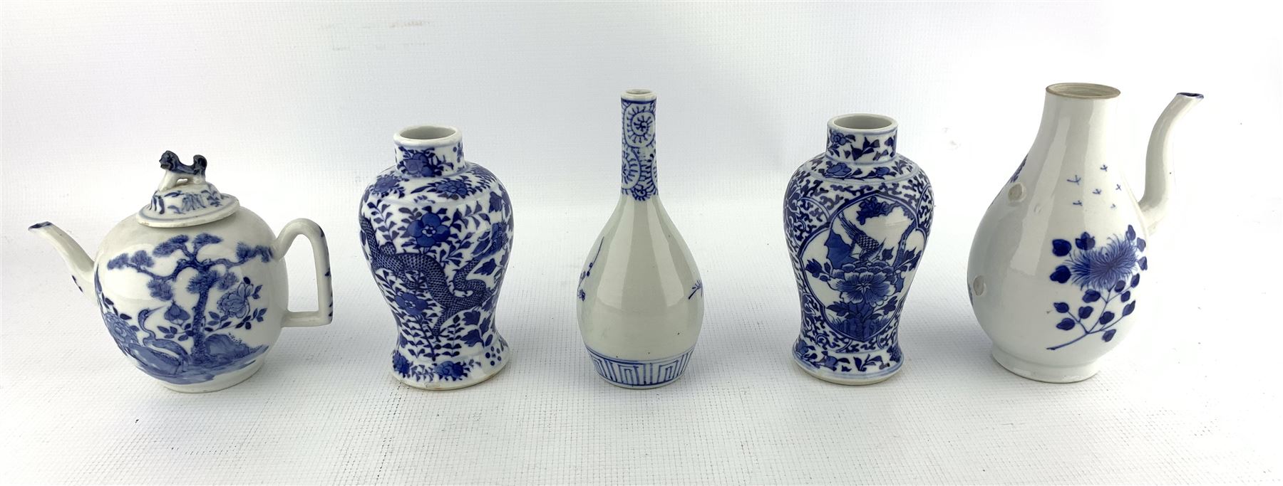 A matched pair of 19th century Chinese blue and white baluster form vases - Image 2 of 3