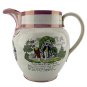 19th century Sunderland pink lustre jug by Moore & Co