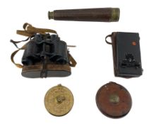 19th century brass and leather covered four draw telescope