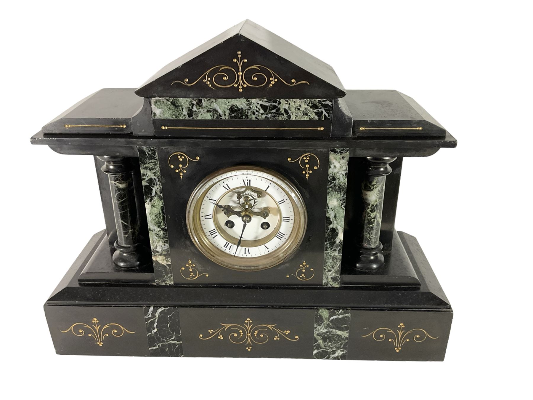 Late 19th century - 8-day Belgium slate and marble mantle clock - Image 3 of 6