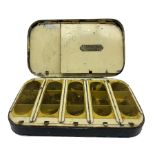 Early 20th century Japanned metal fly box by J Bernard & Son