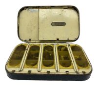Early 20th century Japanned metal fly box by J Bernard & Son