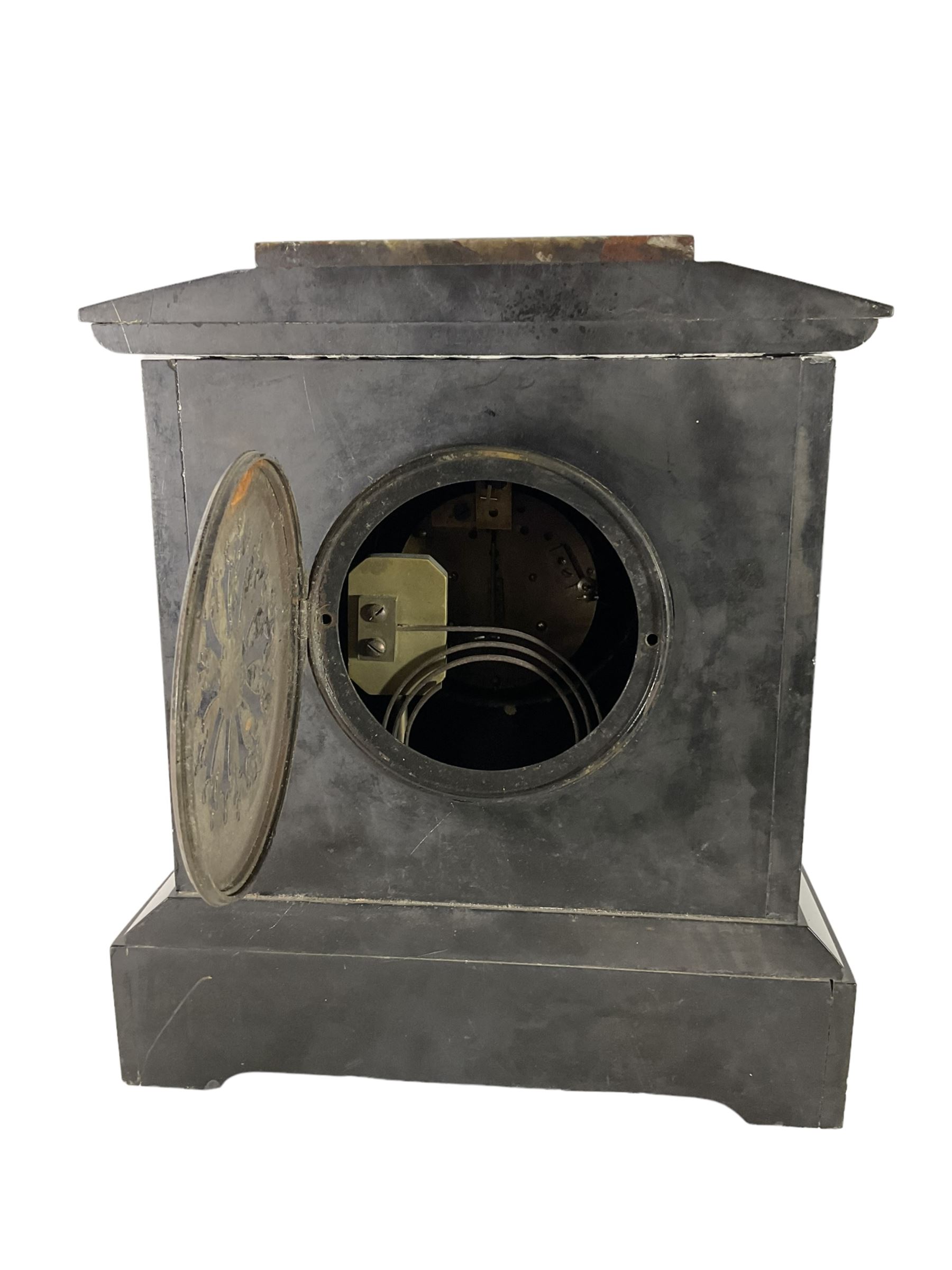French - late 19th century Belgium slate and marble 8-day mantle clock - Image 5 of 5