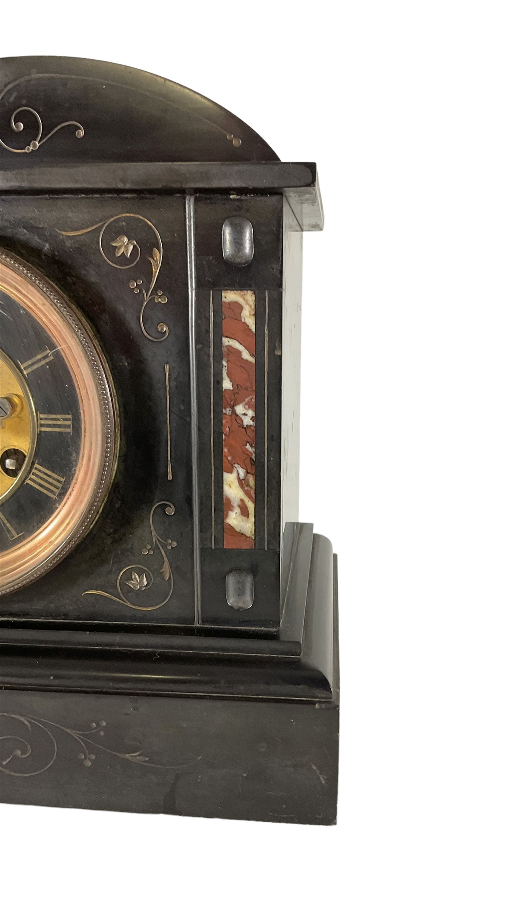French - 19th century Belgium slate and marble 8-day mantle clock - Image 3 of 4