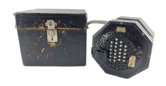 Wheatstone & Co forty eight button concertina with pierced ebonised end caps No26702