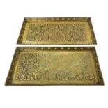 Attributed to the Keswick School of Industrial Art - Pair of graduated brass rectangular trays with
