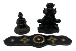 Two Victorian black painted cast iron doorstops H23cm max