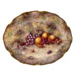 Orb Bone China oval platter hand painted with a still life of fruit by Paul D. English