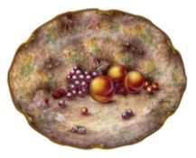 Orb Bone China oval platter hand painted with a still life of fruit by Paul D. English