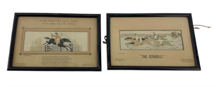Two Victorian woven silk Stevengraphs 'The Struggle' and 'Dick Turpin's ride to York on his bonnie B