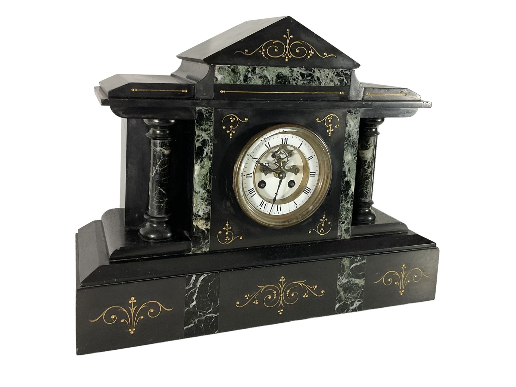 Late 19th century - 8-day Belgium slate and marble mantle clock - Image 2 of 6