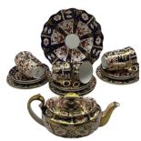 Royal Crown Derby Imari pattern tea set comprising six cups and saucers