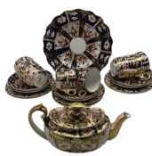 Royal Crown Derby Imari pattern tea set comprising six cups and saucers