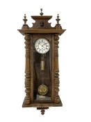 German - late 19th century walnut cased 8-day wall clock