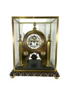 French - 8-day Parisian clock movement re-housed in a 20th century bespoke constructed brass frame
