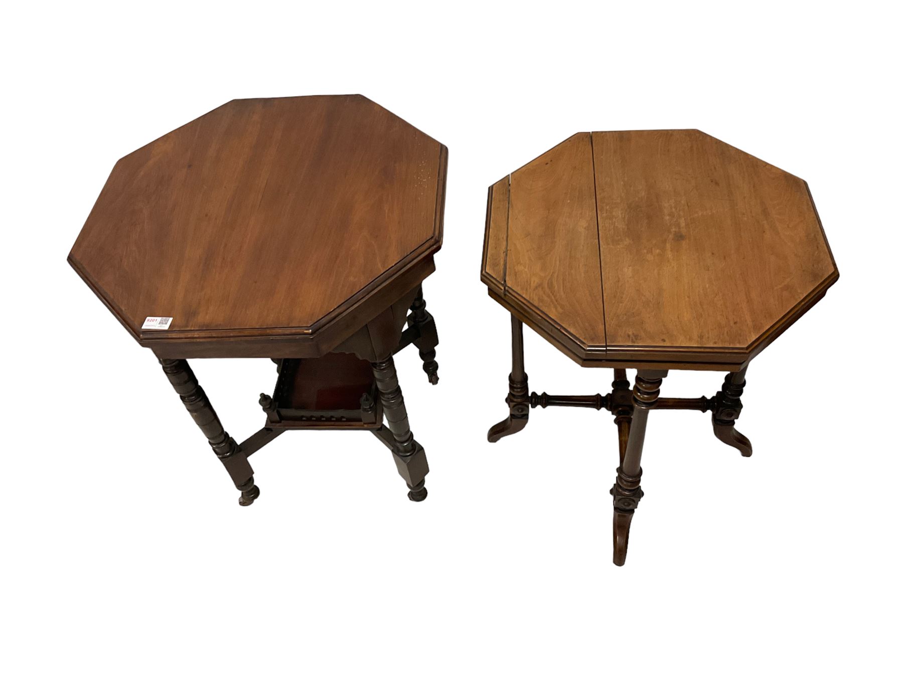 Late 19th century walnut and mahogany octagonal occasional table - Image 2 of 5