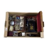 Collection of Victorian and later costume jewellery and watches including an enamel and brass part b