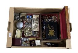 Collection of Victorian and later costume jewellery and watches including an enamel and brass part b