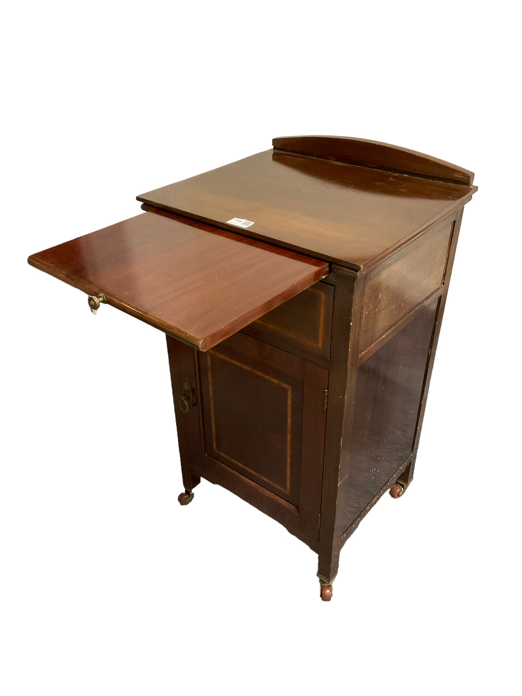 Edwardian inlaid mahogany bedside cabinet - Image 4 of 5