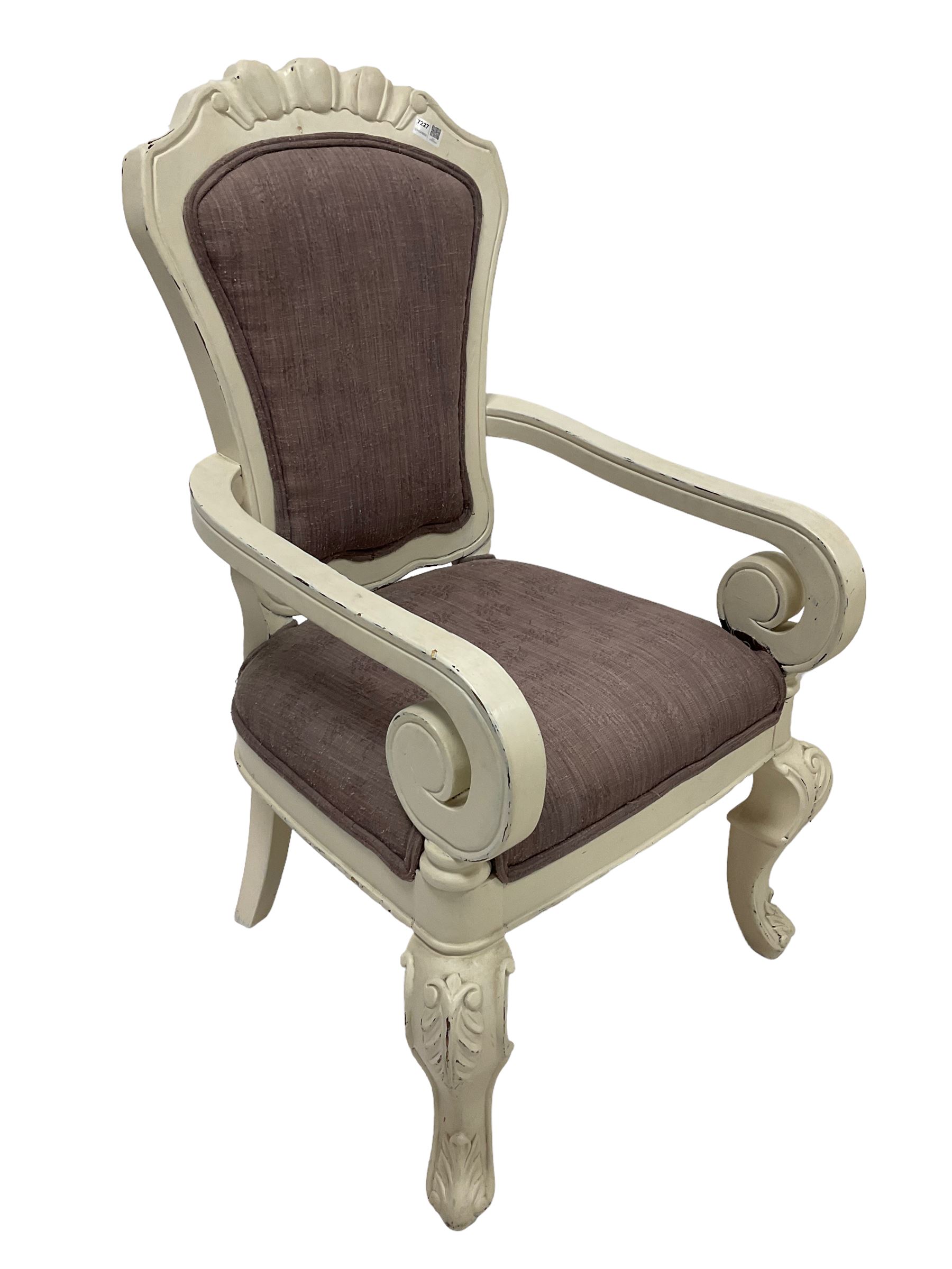 Pair French style painted open armchairs - Image 2 of 3