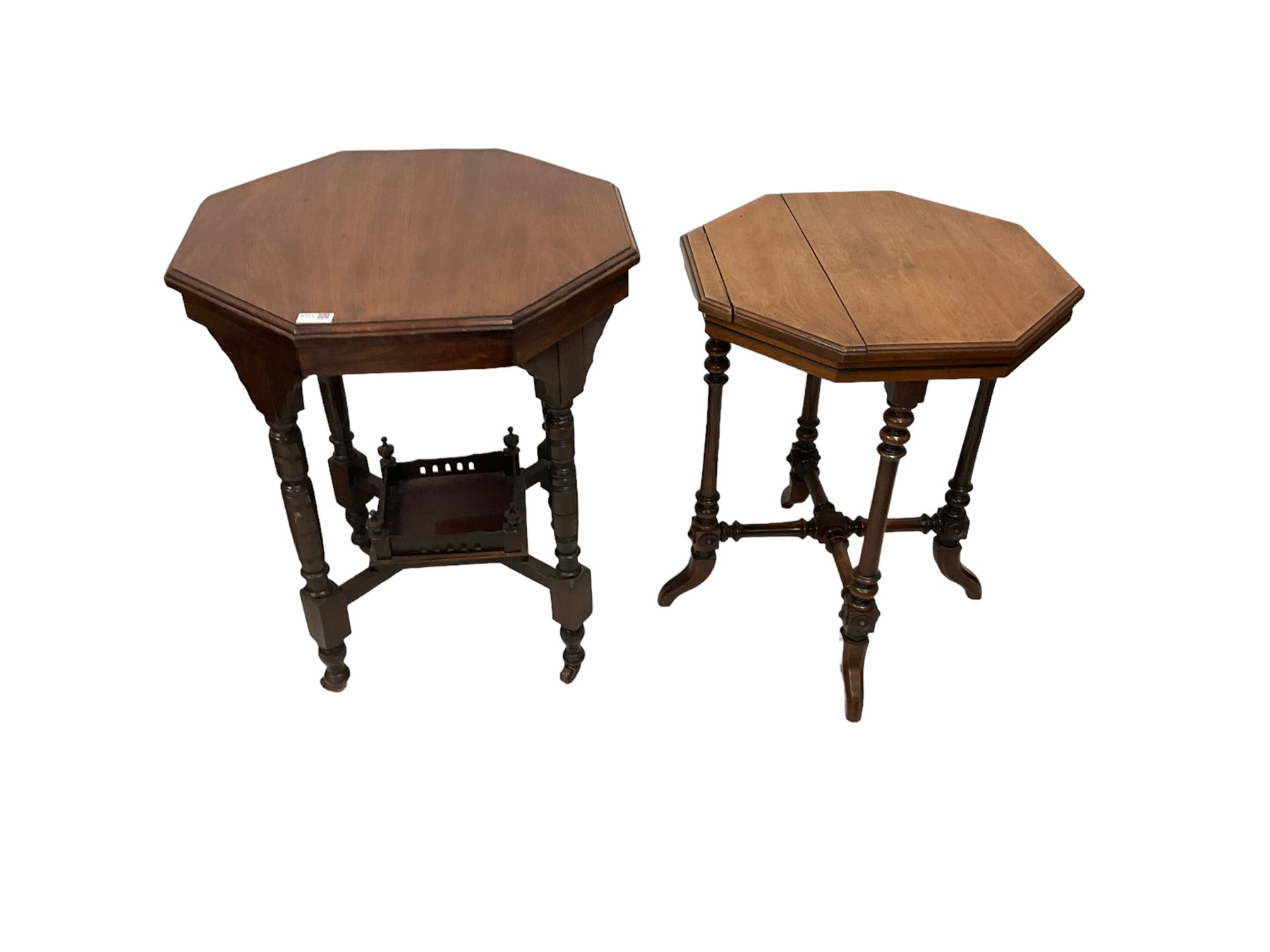 Late 19th century walnut and mahogany octagonal occasional table - Image 4 of 5