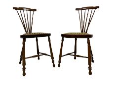 Pair late 19th to early 20th century walnut hall chairs