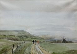 English School (20th century): Jack & Jill on the South Downs with Windmill