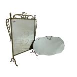 Mirrored fire screen and bevelled wall mirror (2)