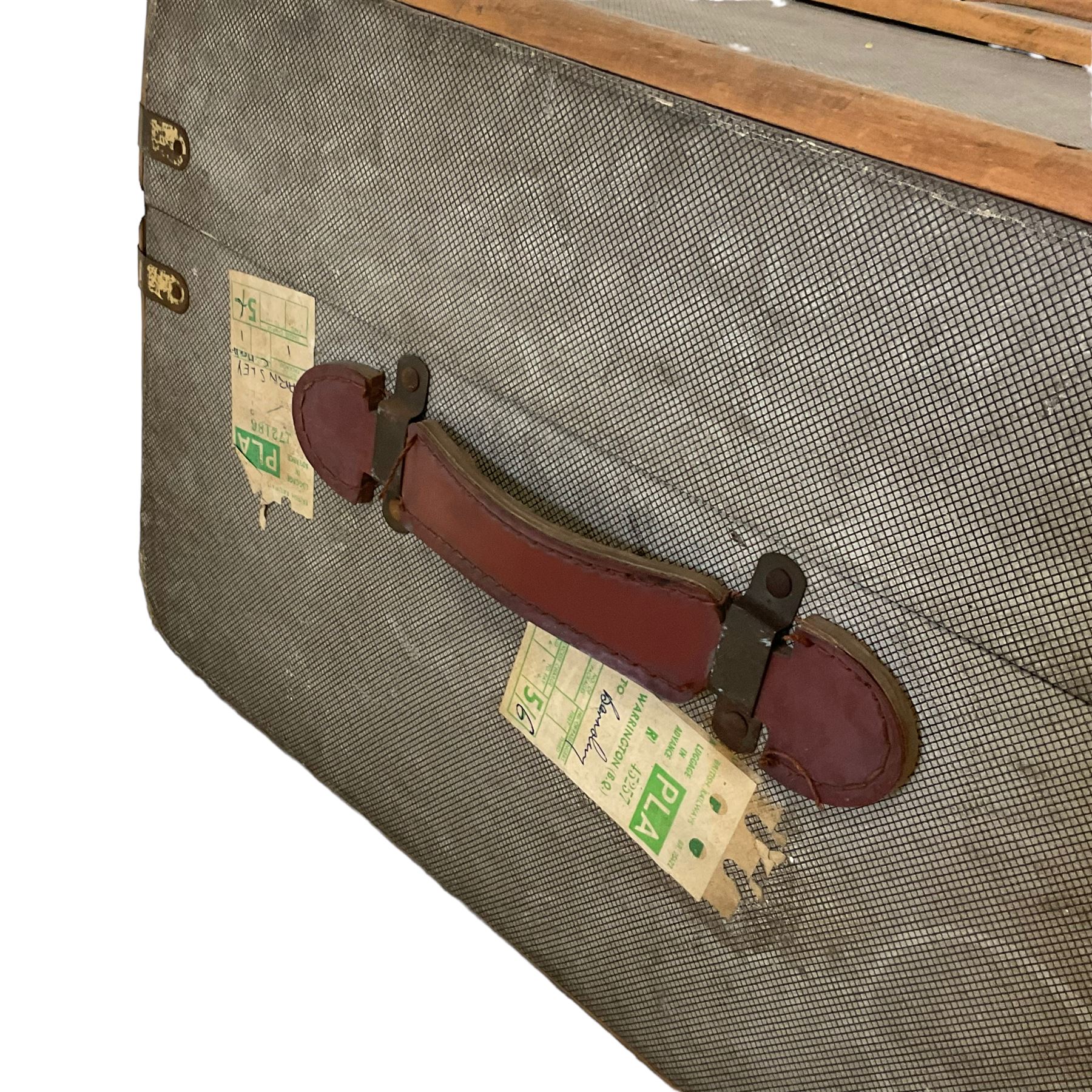 20th century wooden bound trunk - Image 3 of 4