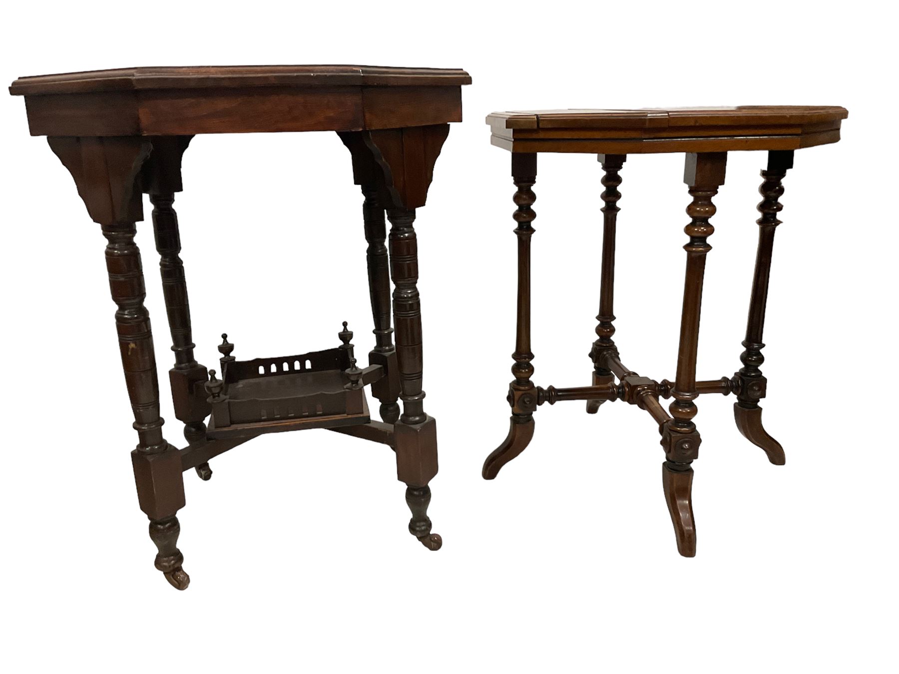 Late 19th century walnut and mahogany octagonal occasional table - Image 5 of 5