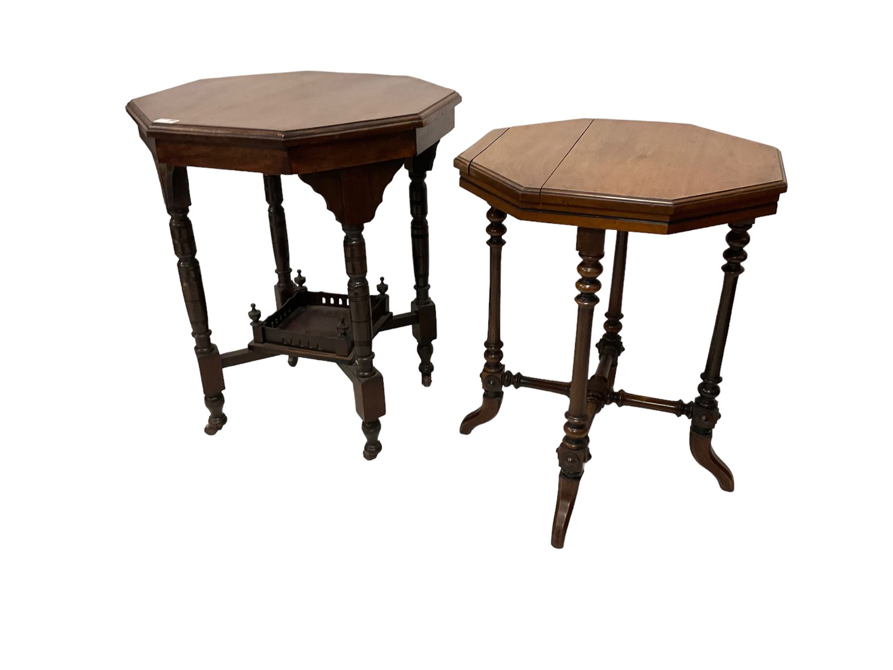 Late 19th century walnut and mahogany octagonal occasional table