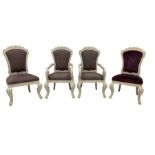 Pair French style painted open armchairs