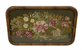 Framed floral tapestry panel