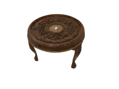 Early 20th century carved Burmese hardwood occasional table