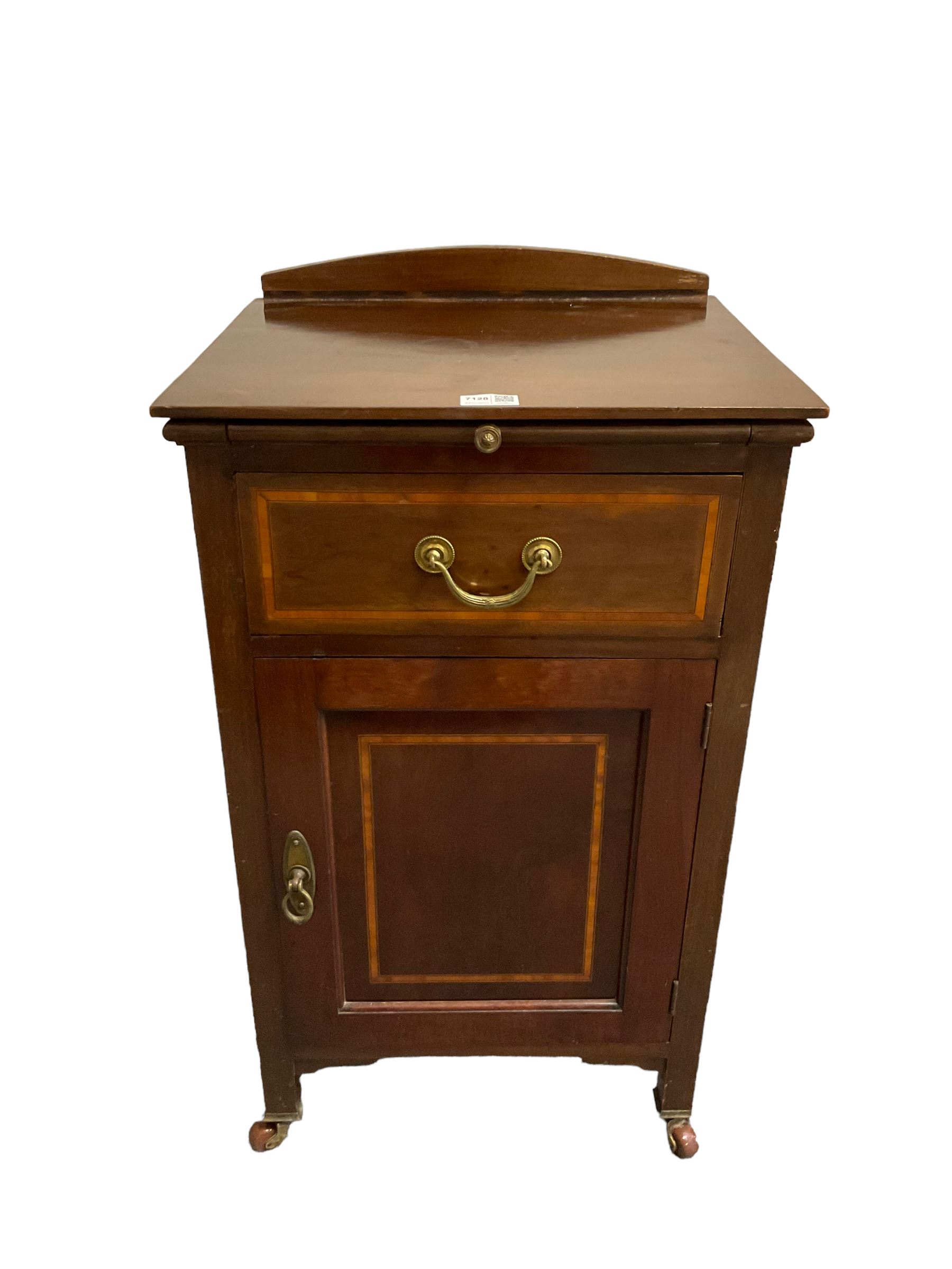 Edwardian inlaid mahogany bedside cabinet - Image 2 of 5