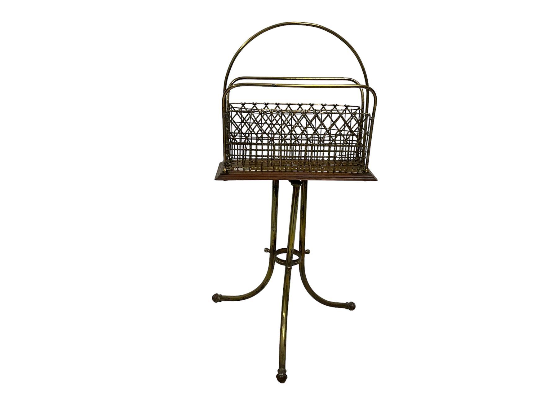 Early 20th century brass revolving magazine rack