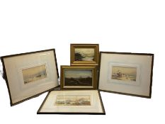 Pair watercolours by Sidney Gray together with two 19th century oil paintings and a watercolour (5)