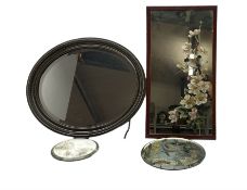 Upright wall mirror painted with birds and blossom