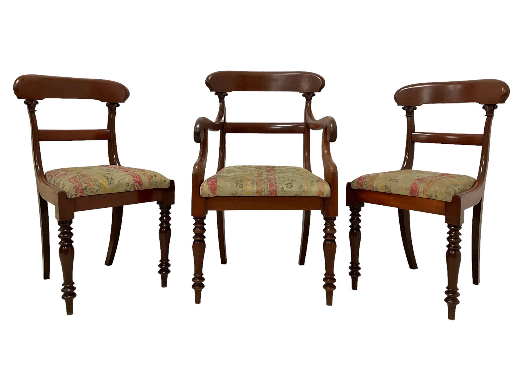 Set three early Victorian mahogany dining chairs