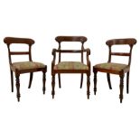 Set three early Victorian mahogany dining chairs